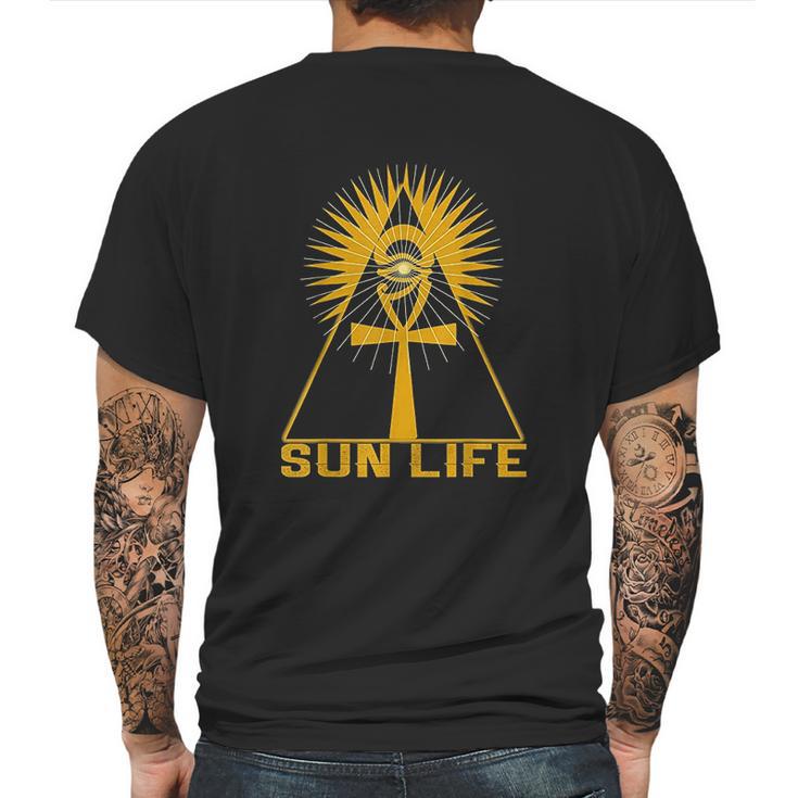 Ancient Egyptian Kemetic Ankh Pyramid Sun Life Mens Back Print T-shirt