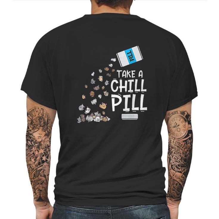 Animal Meme Gift Chill Pill Pun Chinchilla Mens Back Print T-shirt