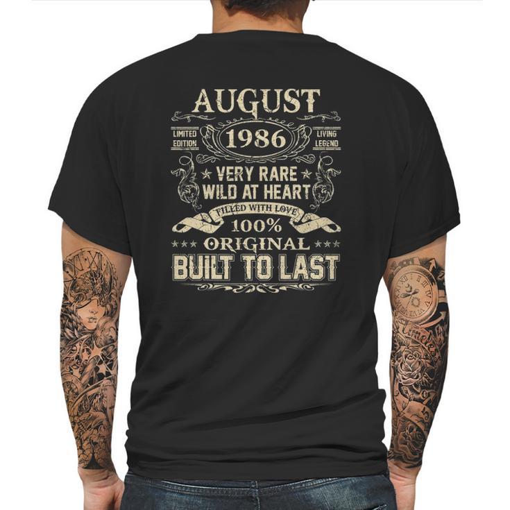 August 1986 35 Years Old 35Th Birthday Gifts Mens Back Print T-shirt