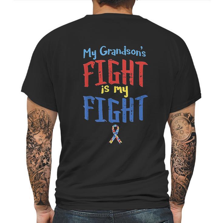 Autism Awareness  Autistic Grandsons Fight Grandparent Mens Back Print T-shirt