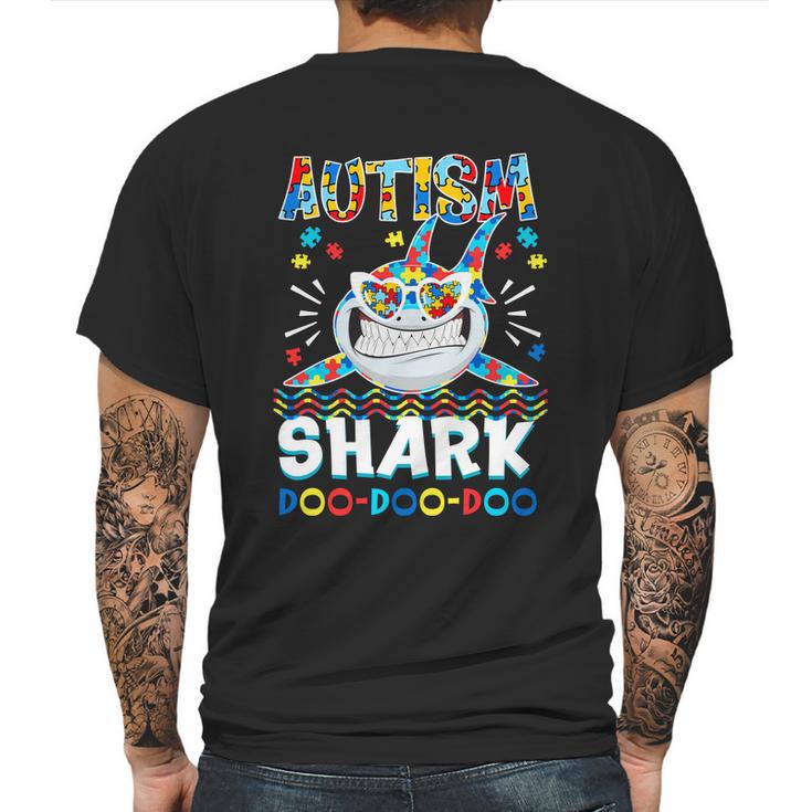 Autism Shark Doo Doo Doo Autism Awareness Puzzle Pieces Graphic Design Printed Casual Daily Basic Mens Back Print T-shirt