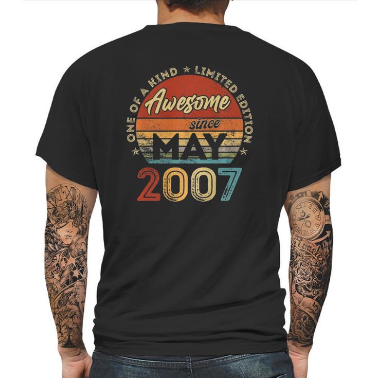 Awesome Since May 2007 15Th Birthday Gift 15 Years Old Boy Mens Back Print T-shirt