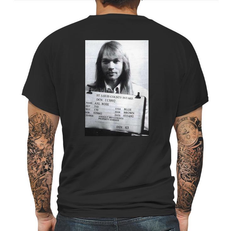 Axl Roses Mugshot 1992 Tshirt Mens Back Print T-shirt