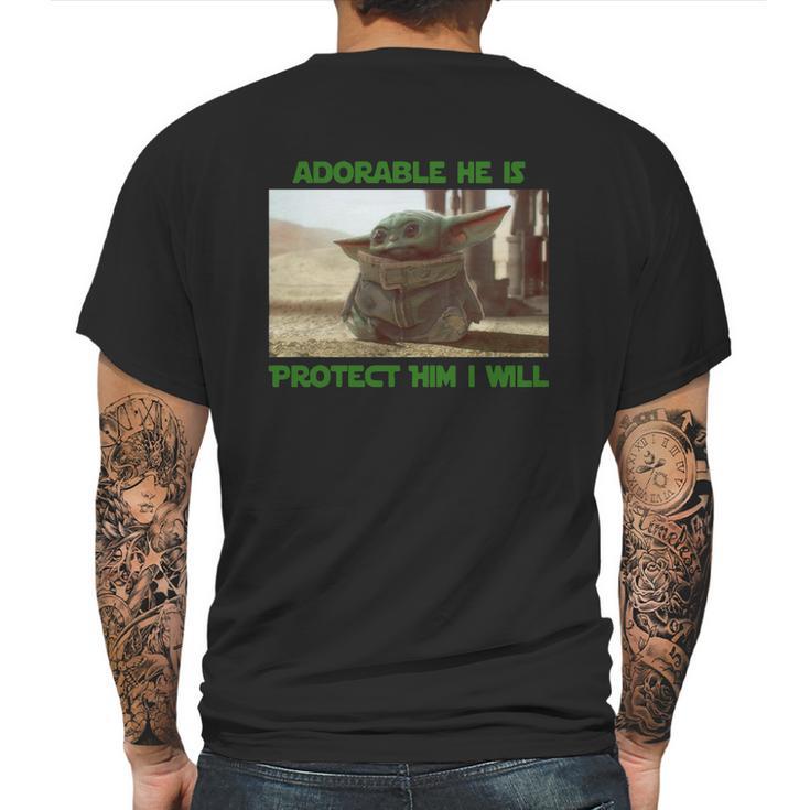 Baby Yoda Adorable He Is Protect Him I Will The Mandalorian Shirt Mens Back Print T-shirt