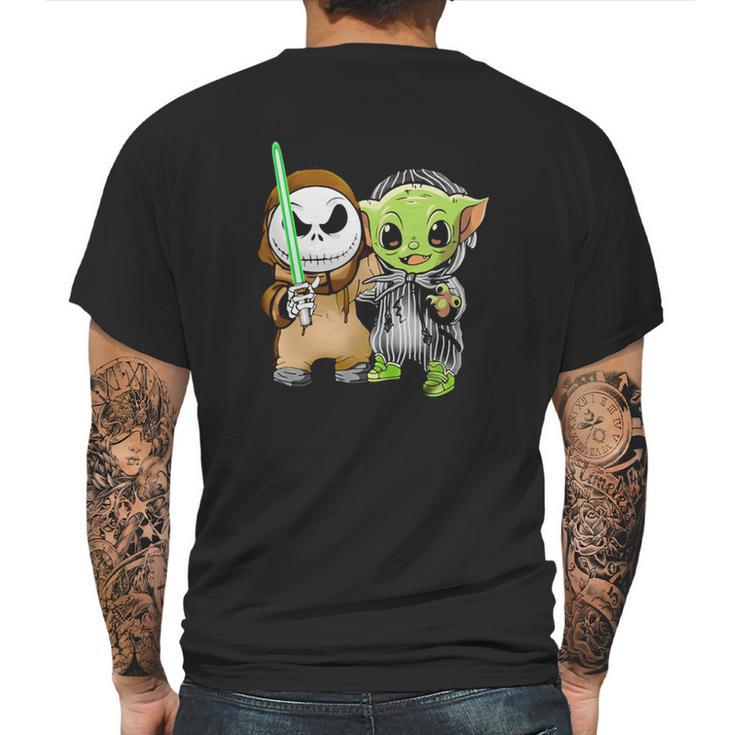 Baby Yoda And Jack Skellington Mens Back Print T-shirt