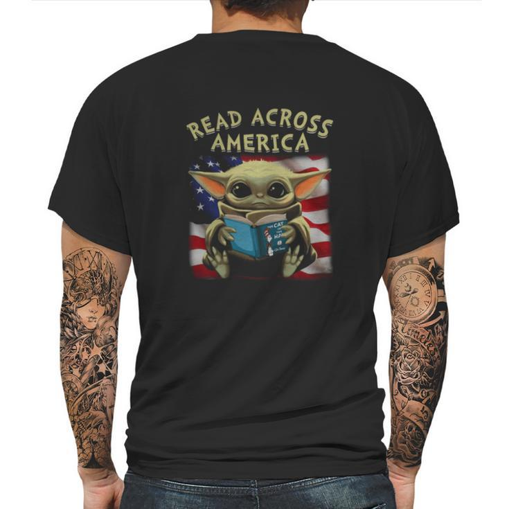 Baby Yoda Read Across America Flag Mens Back Print T-shirt