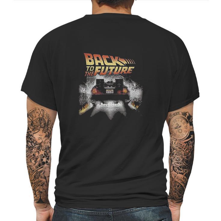 Back To The Future Vintage Delorean Peel Out Mens Back Print T-shirt