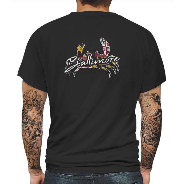 Baltimore Maryland Flag Crab Mens Back Print T-shirt