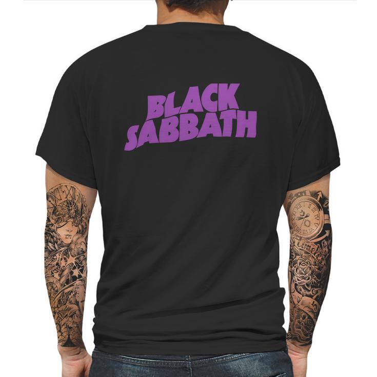 Black Sabbath Purple Word Art Mens Back Print T-shirt