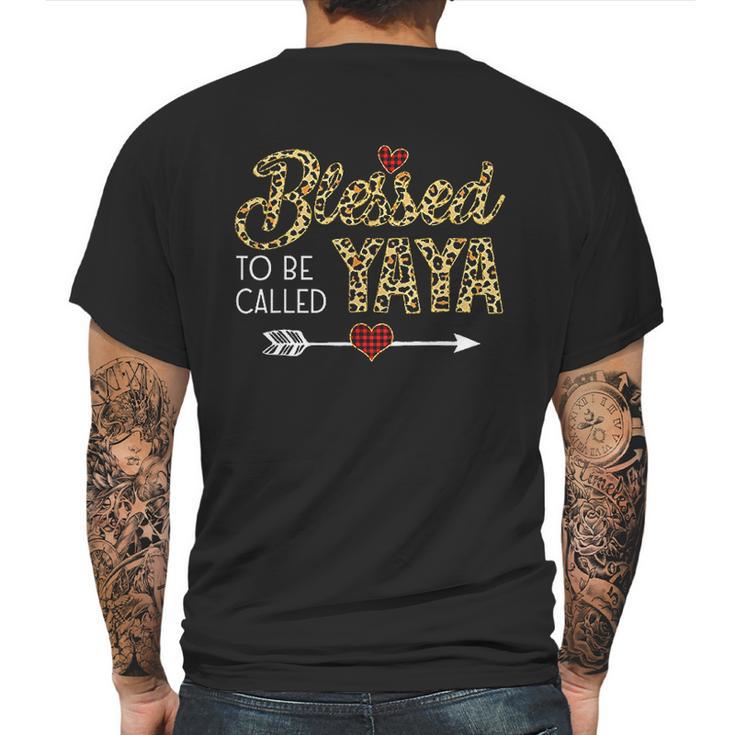 Blessed To Be Called Yaya Leopart Red Plaid Buffalo Xmas Mens Back Print T-shirt