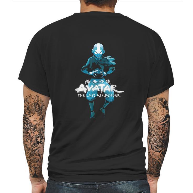 Blue Monochromatic Aang The Last Airbender Mens Back Print T-shirt