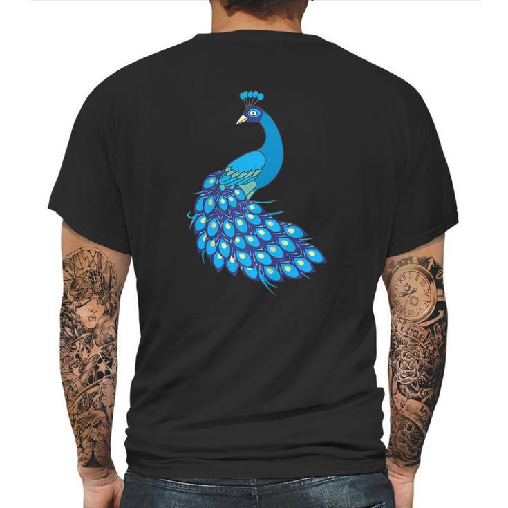 Blue Peacock Animal Peacock Mens Back Print T-shirt