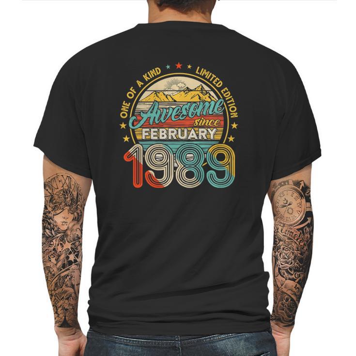 Born In February 1989 32Nd Birthday Gift Retro 32 Years Old Mens Back Print T-shirt