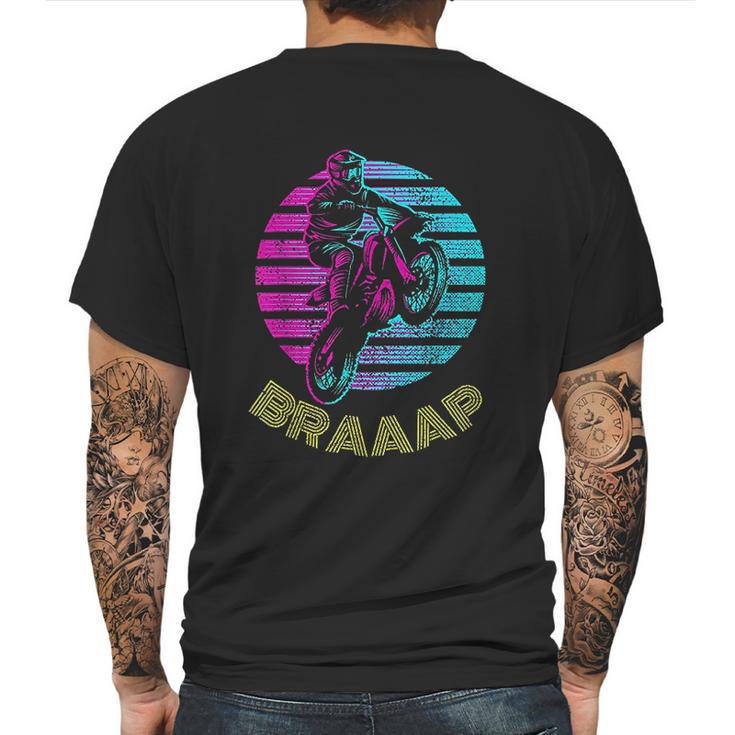 Braaap Vintage Motocross Dirt Bike Sunset Mens Back Print T-shirt