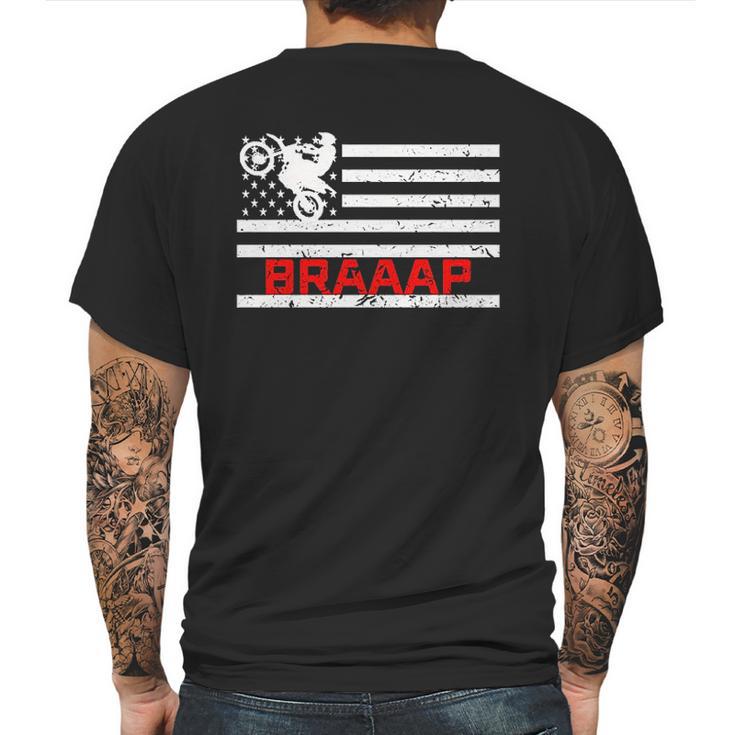 Braaap Vintage Usa American Flag Dirt Bike Mens Back Print T-shirt