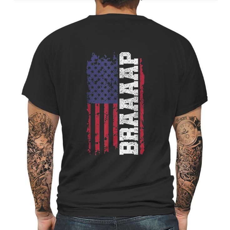 Braap American Flag Mens Back Print T-shirt