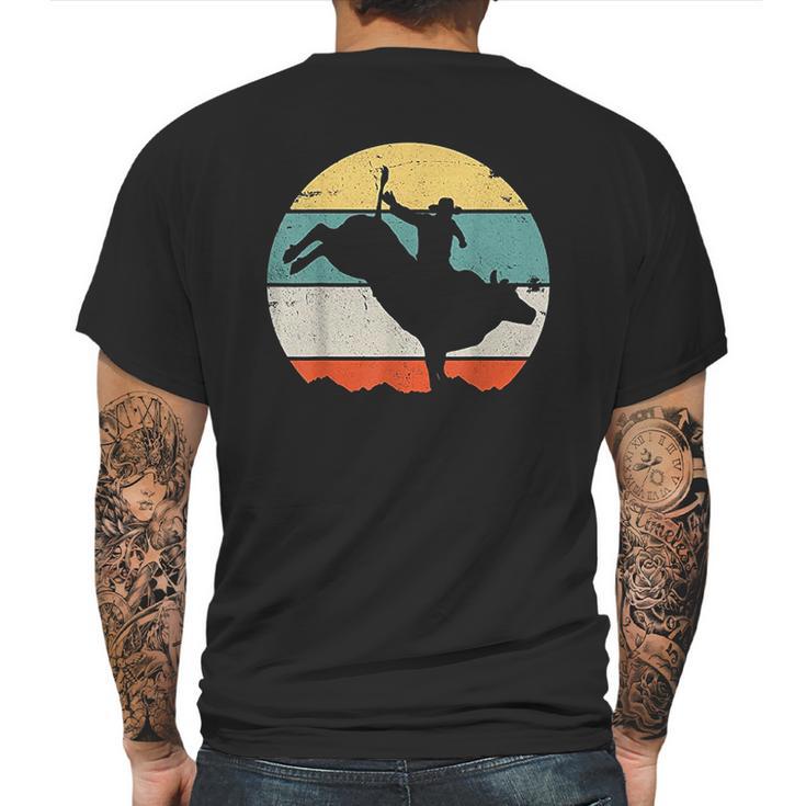 Bull Riding Rodeo Cowboy Western Country Retro Vintage Design Mens Back Print T-shirt