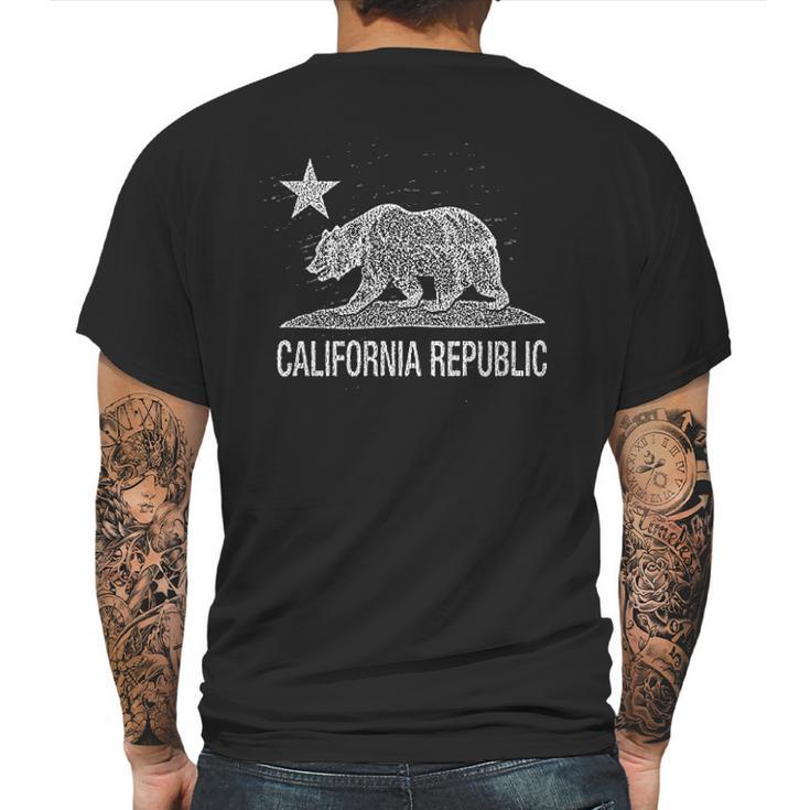 California Republic Cali Bear Star Vintage State Flag Mens Back Print T-shirt