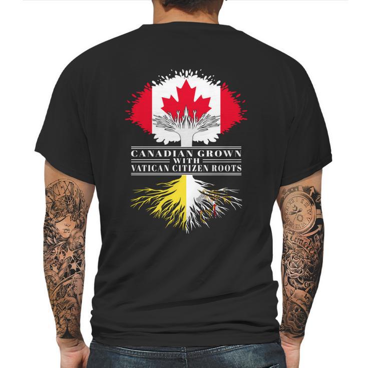 Canadian Grown With Vatican Citizen Roots Canada Vatican City Flag Tree Mens Back Print T-shirt