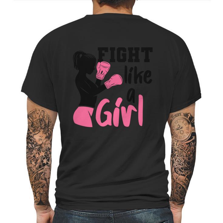 Cancer Fight Like A Girl Pink Ribbon Breast Cancer Graphic Design Printed Casual Daily Basic Mens Back Print T-shirt