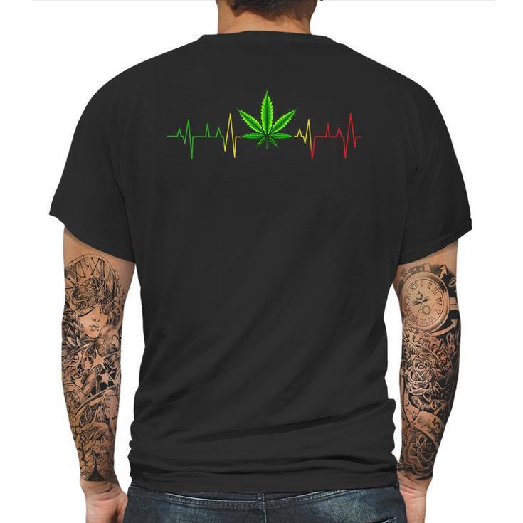 Cannabis Heartbeat Weed Marijuana Pot Ganja Leaf Stoner Mens Back Print T-shirt