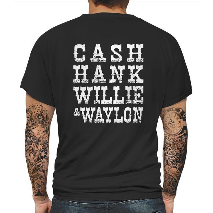 Cash Hank Willie Waylon American Mens Back Print T-shirt