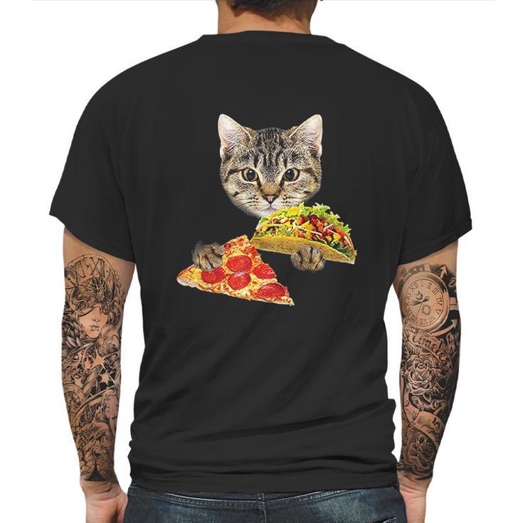 Cat Eating Taco And Pizza Shirt Funny Kitty By Zany Brainy Mens Back Print T-shirt