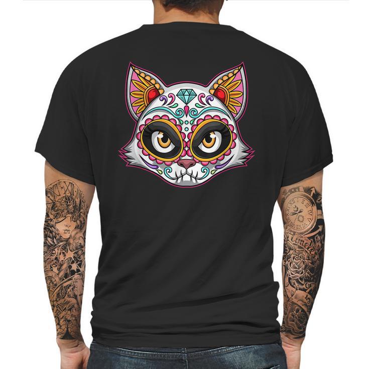 Cat Sugar Skull Funny Day Of The Dead Group Matching Mens Back Print T-shirt