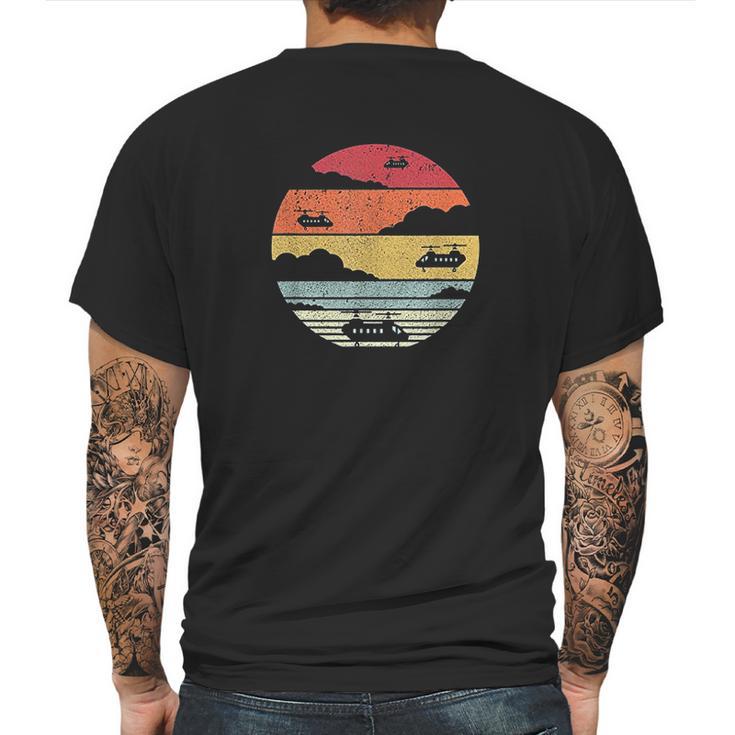 Chinook Helicopters  Retro Style Pilot Mens Back Print T-shirt