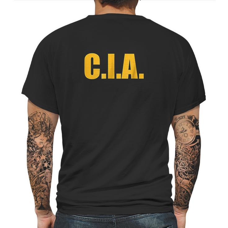 Cia Agent Funny Halloween Costume Navy Gold Mens Back Print T-shirt