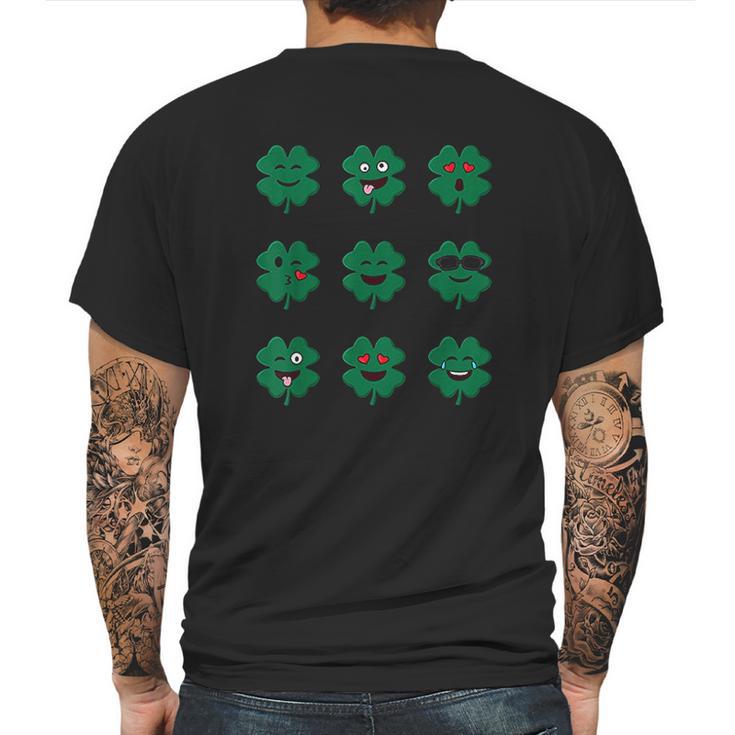 Clover Emojis St Patricks Day Emoticons Boys Girls Kids Mens Back Print T-shirt