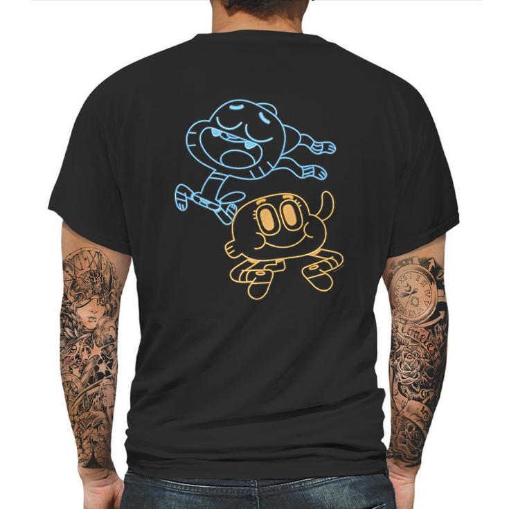 Cn The Amazing World Of Gumball & Darwin Neon Outline Mens Back Print T-shirt