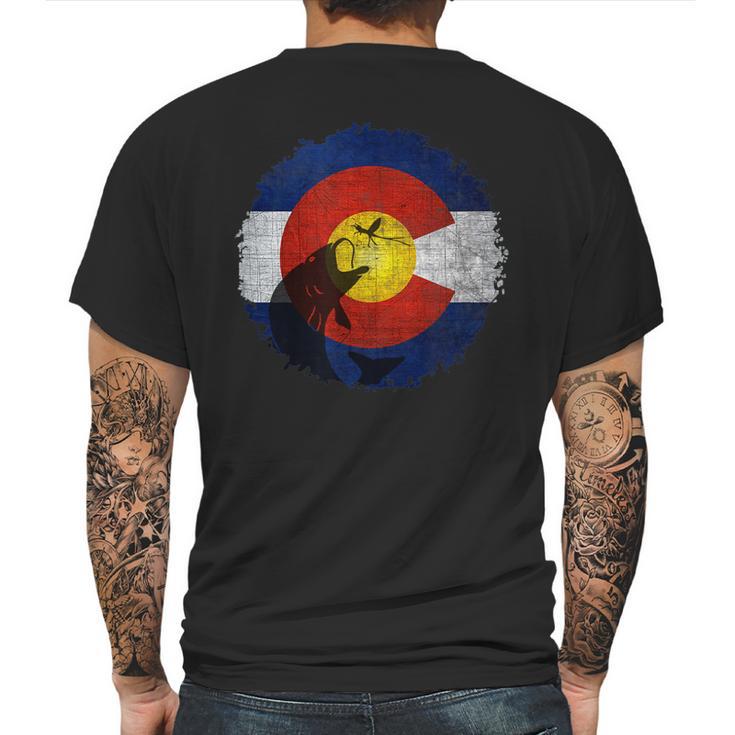 Colorado Flag  With Fly Fishing Design Mens Back Print T-shirt