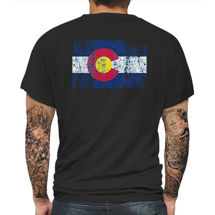 Colorado Flag Vintage Retro Style Mens Back Print T-shirt