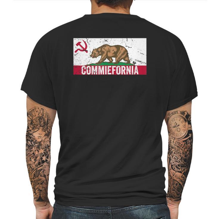 Commiefornia Funny Anti Marxist Communist California Flag Mens Back Print T-shirt