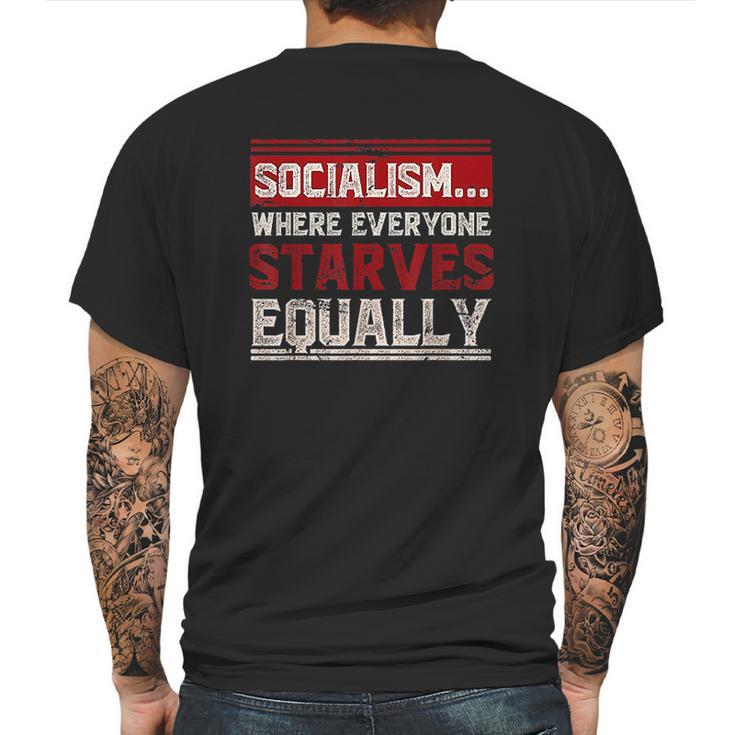 Communist Libertarian Capitalist Socialism Mens Back Print T-shirt