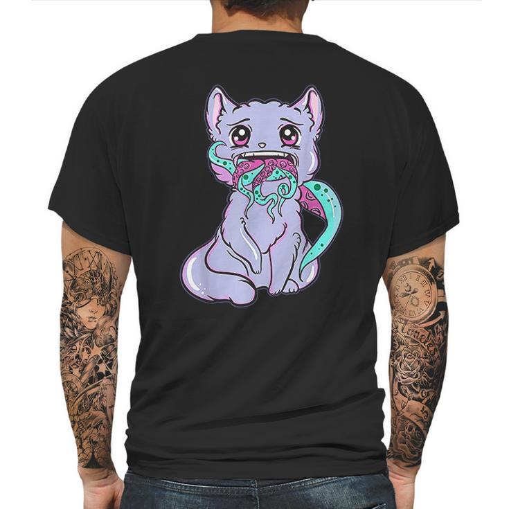 Creepy Kawaii Anime Cat Horror Pastel Goth Mens Back Print T-shirt