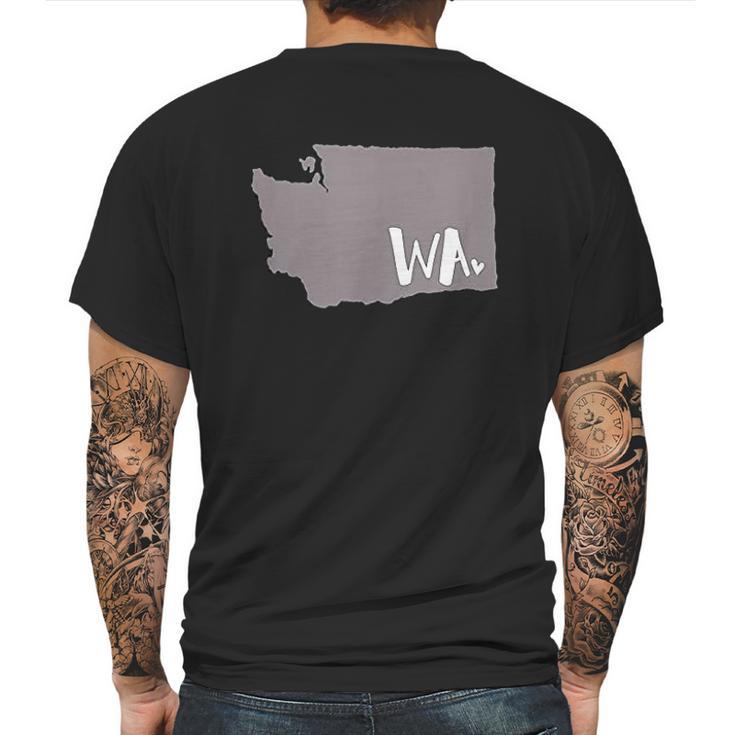 Cute Washington State Outline Gift  From Wa Mens Back Print T-shirt