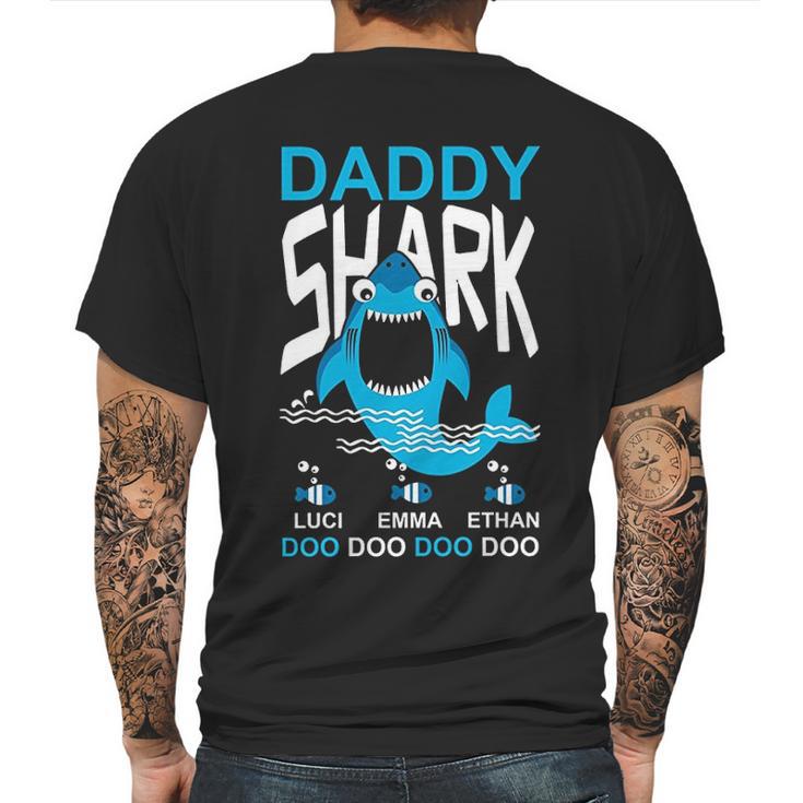 Daddy Shark Kids Name Mens Back Print T-shirt