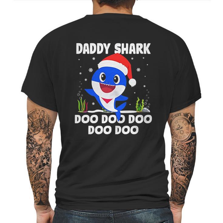 Men Daddy Shark With Santa Claus Hat Family Pajama Mens Back Print T-shirt