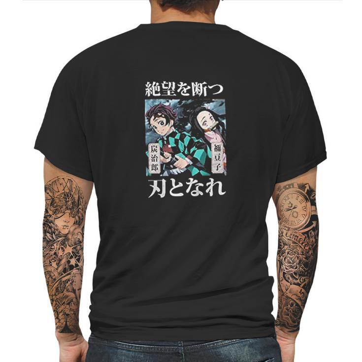 Demon Slayer Japanese Text Graphic Mens Back Print T-shirt