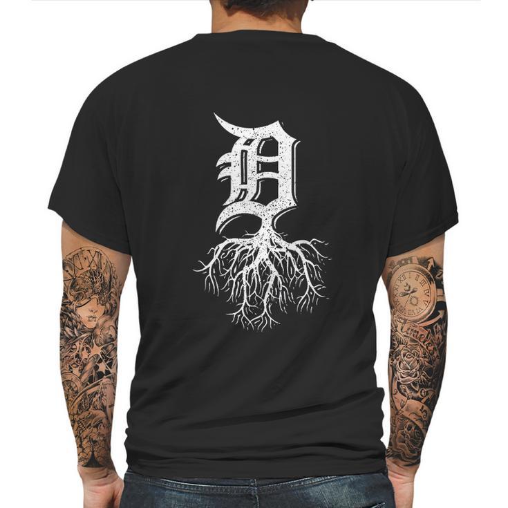 Detroit Roots Michigan American Born Rooted American Gifts Made In Detroit Mens Back Print T-shirt