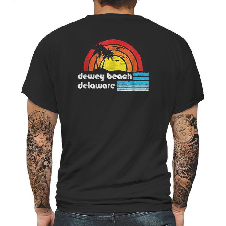 Dewey Beach Delaware Retro 80S Surfer Vibe Mens Back Print T-shirt