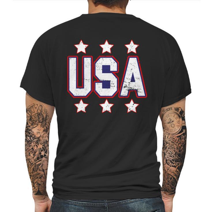 Distressed Usa Patriotic Logo Mens Back Print T-shirt