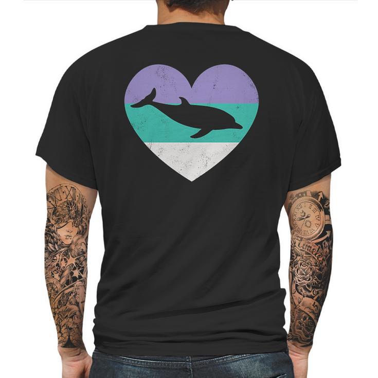 Dolphin Vintage Heart Mens Back Print T-shirt