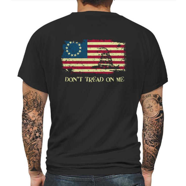 Dont Tread On Me Vintage Usa American Flag Distressed Mens Back Print T-shirt