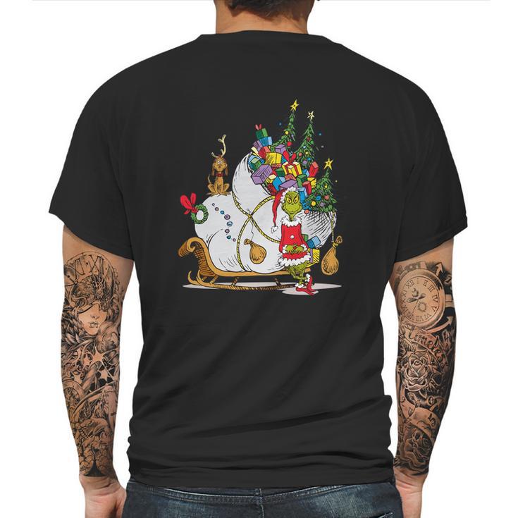 Dr Seuss Grinch Sleigh Mens Back Print T-shirt