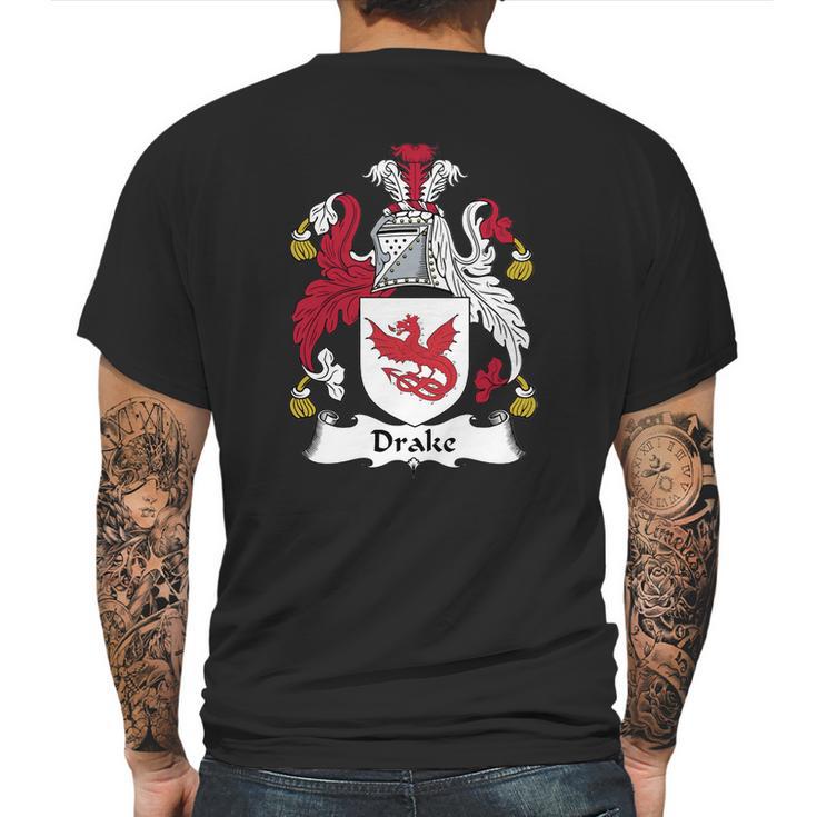 Drake Family Crest Coat Of Arms British Family Crests Mens Back Print T-shirt