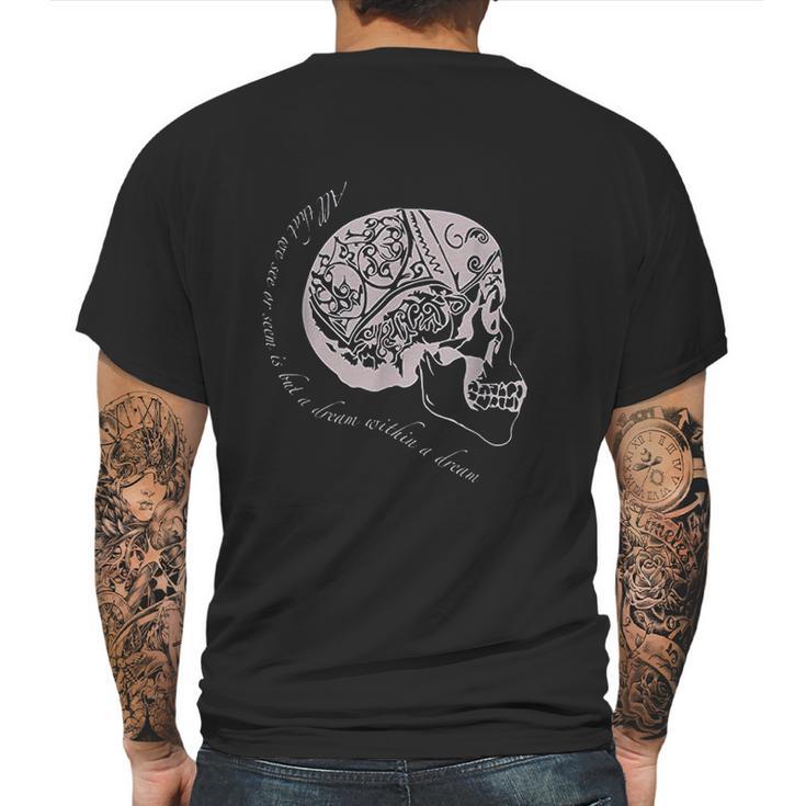 Edgar Allan Poe Skull Mens Back Print T-shirt