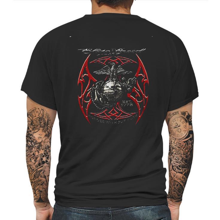 Elite Breed Usmc Red Blades Silver Foil Mens Back Print T-shirt